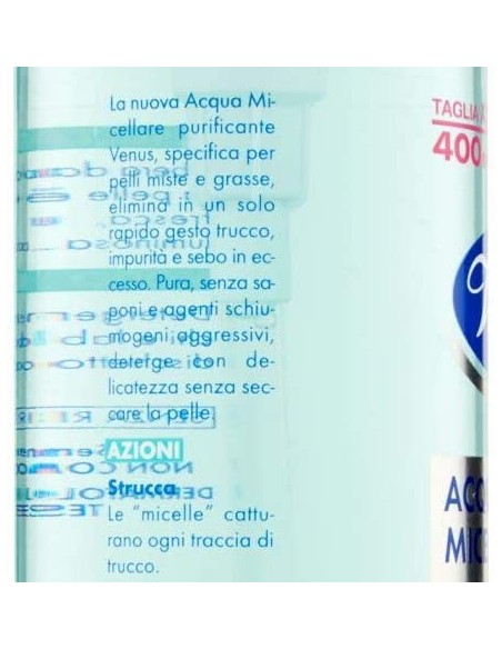 venus acqua micellare 400ml - purificante - struccante pelli miste o grasse: tuttocasashop.it: igiene e cura della persona