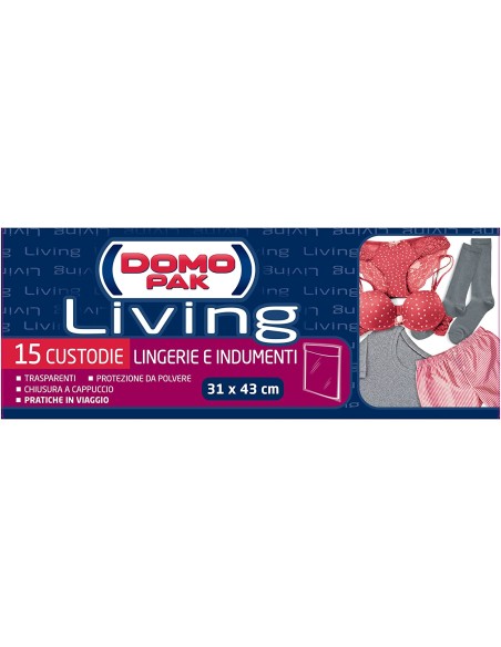 domopak living custodie 31x45cm - 15 pezzi - lingerie e indumenti: tuttocasashop.it: prodotti per bucato e tessuti