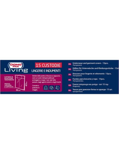 domopak living custodie 31x45cm - 15 pezzi - lingerie e indumenti: tuttocasashop.it: prodotti per bucato e tessuti