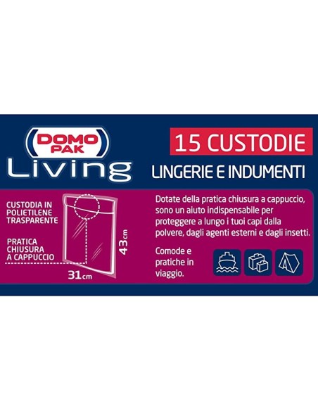 domopak living custodie 31x45cm - 15 pezzi - lingerie e indumenti: tuttocasashop.it: prodotti per bucato e tessuti