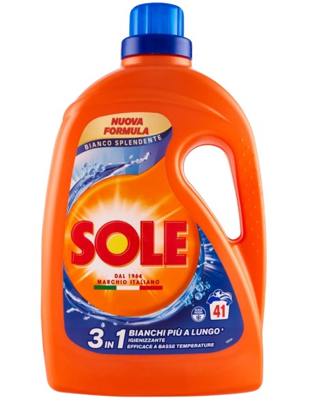 sole detersivo lavatrice liquido - 41 lavaggi 1845ml - bianco splendente: tuttocasashop.it: prodotti per bucato e tessuti