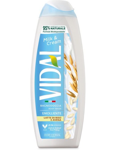vidal bagnodoccia 500ml - emolliente - milk & cream - latte di riso e avena: tuttocasashop.it: igiene e cura della persona