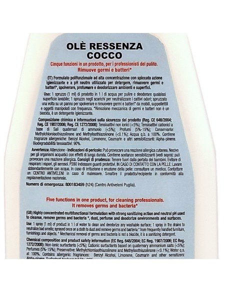 ole' oies ressenza deodorante multiuso igienizzante 750ml - cocco: tuttocasashop.it: pulizia e cura della casa