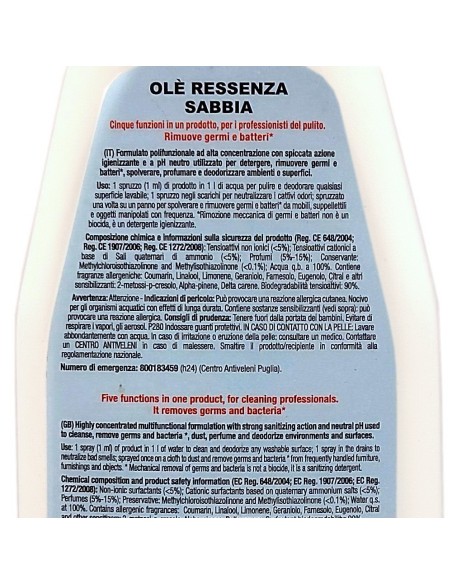ole' oies ressenza deodorante multiuso igienizzante 750ml - sabbia: tuttocasashop.it: pulizia e cura della casa