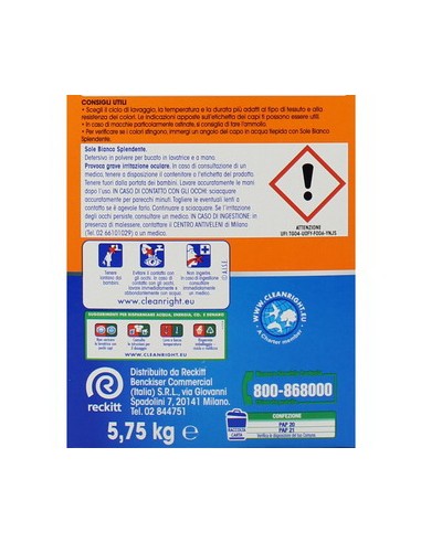 sole detersivo lavatrice in polvere - fusto da 115 misurini - 5750g: tuttocasashop.it: prodotti per bucato e tessuti