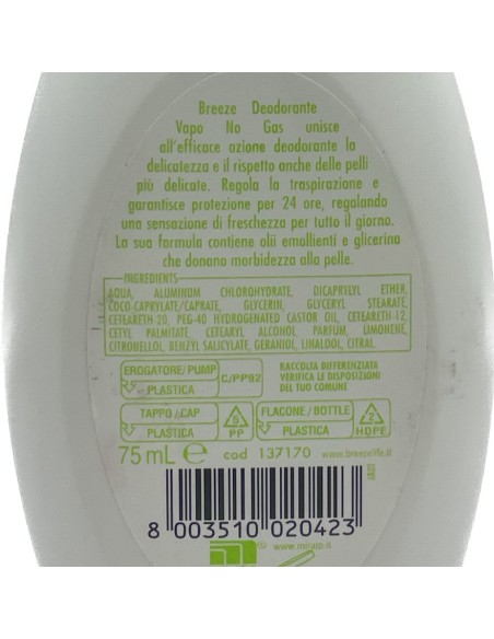 breeze deodorante vapo no-gas - 75ml - the verde: tuttocasashop.it: igiene e cura della persona
