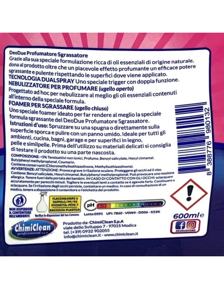 deo due profumatore 4in1 profuma sgrassa igienizza lucida - 600ml - rosa: tuttocasashop.it: pulizia e cura della casa