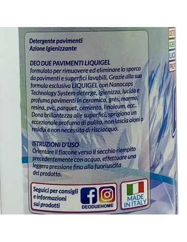 deo due pavimenti liquigel detergente igienizzante - 750ml - talcato: tuttocasashop.it: pulizia e cura della casa