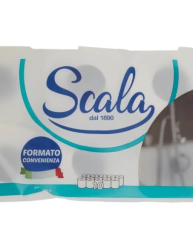 Scala Carta Igienica 10 Rotoli 2 Veli Ovatta di Cellulosa