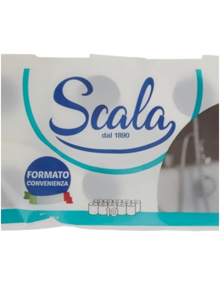 Scala Carta Igienica 10 Rotoli 2 Veli Ovatta di Cellulosa