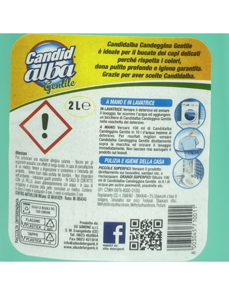 alba candeggina delicata per bucato - 2 litri - per capi bianchi e colorati: tuttocasashop.it: prodotti per bucato e tessuti