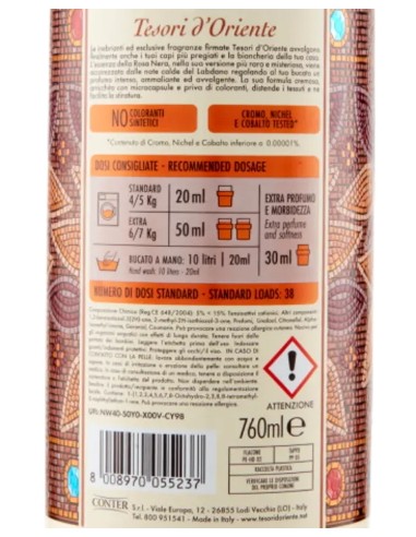 tesori d'oriente ammorbidente - 38 lavaggi 760ml - byzantinum: tuttocasashop.it: prodotti per bucato e tessuti