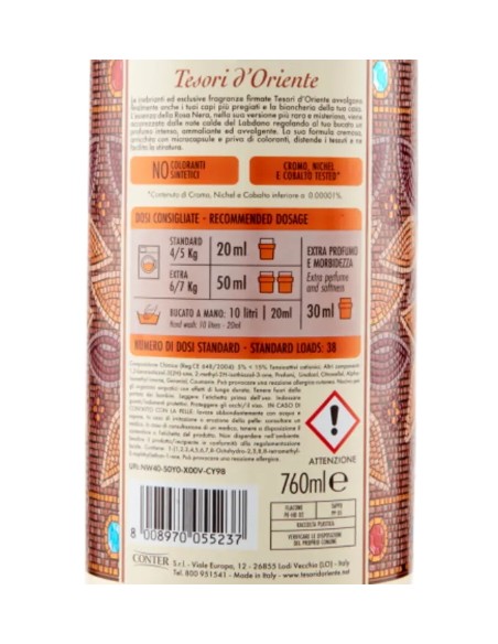tesori d'oriente ammorbidente - 38 lavaggi 760ml - byzantinum: tuttocasashop.it: prodotti per bucato e tessuti
