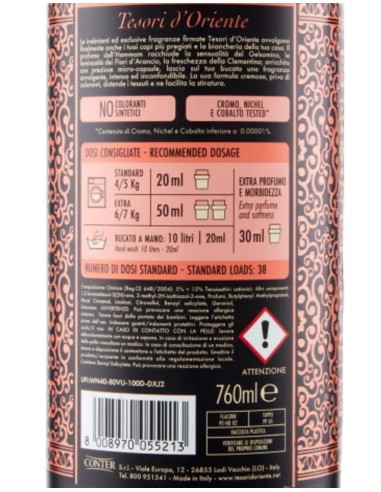 tesori d'oriente ammorbidente - 38 lavaggi 760ml - hammam: tuttocasashop.it: prodotti per bucato e tessuti