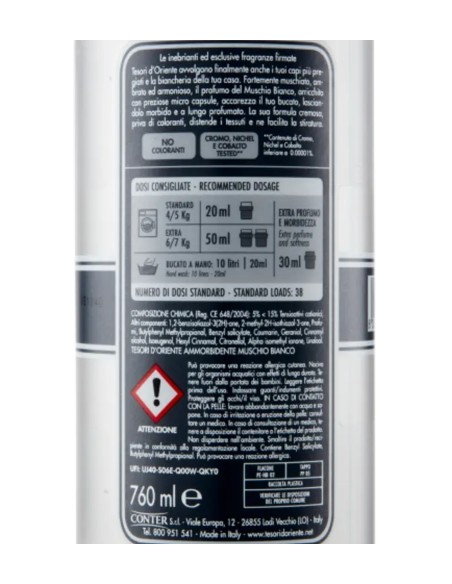tesori d'oriente ammorbidente - 38 lavaggi 760ml - muschio bianco: tuttocasashop.it: prodotti per bucato e tessuti