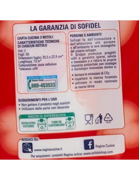 Regina di Cuori Carta Cucina Super Assorbente 3 Rotoli