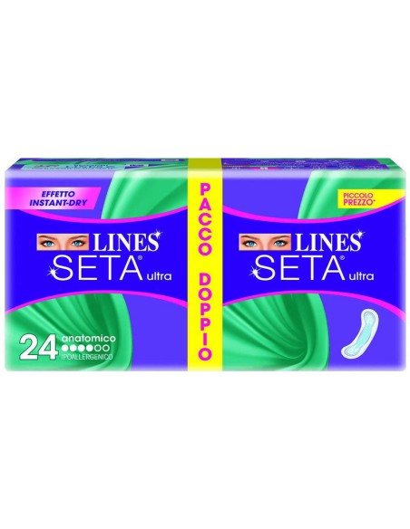 lines seta ultra assorbenti - pacco doppio - 24 pezzi - anatomico: tuttocasashop.it: igiene e cura della persona