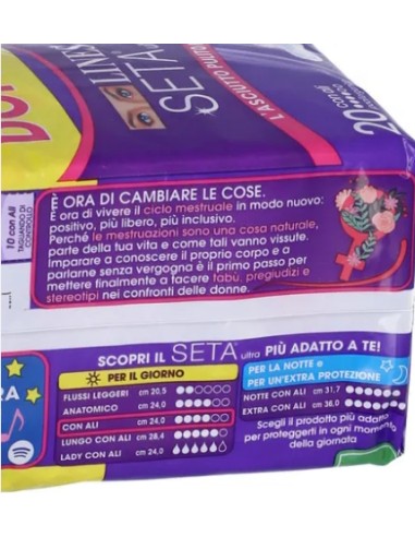lines seta ultra assorbenti - pacco doppio - 20 pezzi - anatomico con ali: tuttocasashop.it: igiene e cura della persona