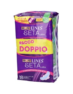 lines seta ultra assorbenti - pacco doppio - 18 pezzi - lungo con ali: tuttocasashop.it: igiene e cura della persona