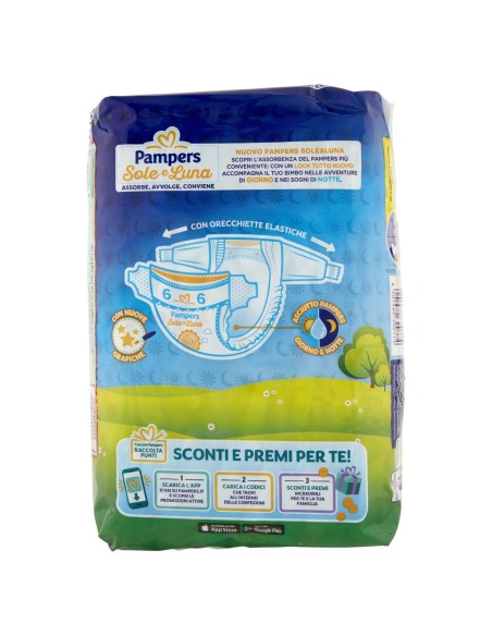 pampers sole e luna - 13 pannolini taglia 6 xl extra large 15-30 kg: tuttocasashop.it: igiene e cura della persona
