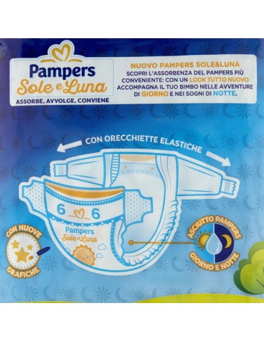 pampers sole e luna - 13 pannolini taglia 6 xl extra large 15-30 kg: tuttocasashop.it: igiene e cura della persona
