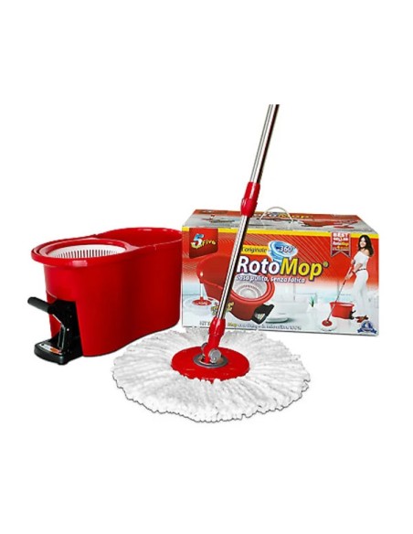 Super5 RotoMop Kit Secchio e Mop con Pedale in Microfibra