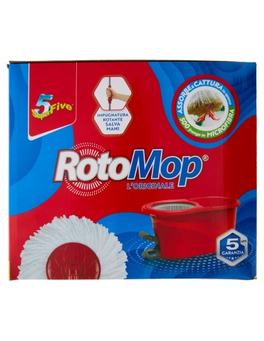 Super5 RotoMop Kit Secchio e Mop con Pedale in Microfibra