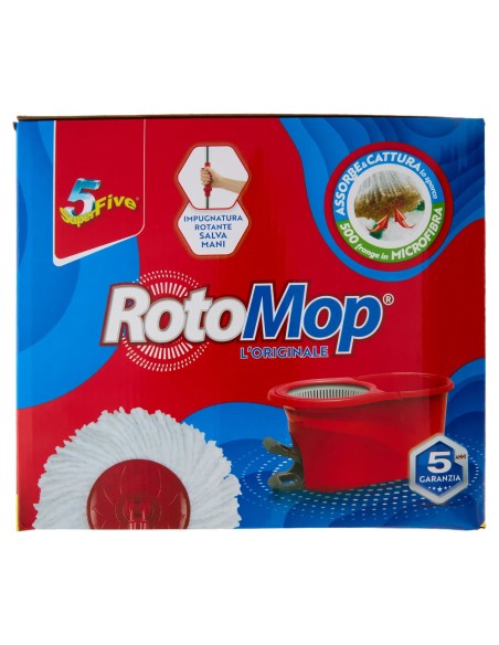 Super5 RotoMop Kit Secchio e Mop con Pedale in Microfibra