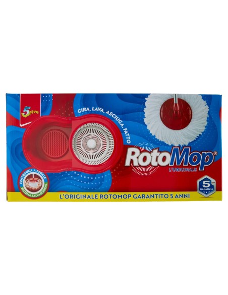 Super5 RotoMop Kit Secchio e Mop con Pedale in Microfibra