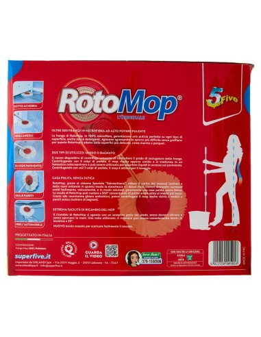 Super5 RotoMop Kit Secchio e Mop con Pedale in Microfibra