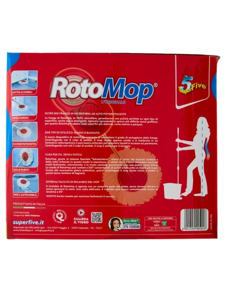 Super5 RotoMop Kit Secchio e Mop con Pedale in Microfibra
