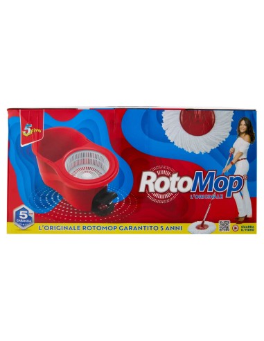 Super5 RotoMop Kit Secchio e Mop con Pedale in Microfibra