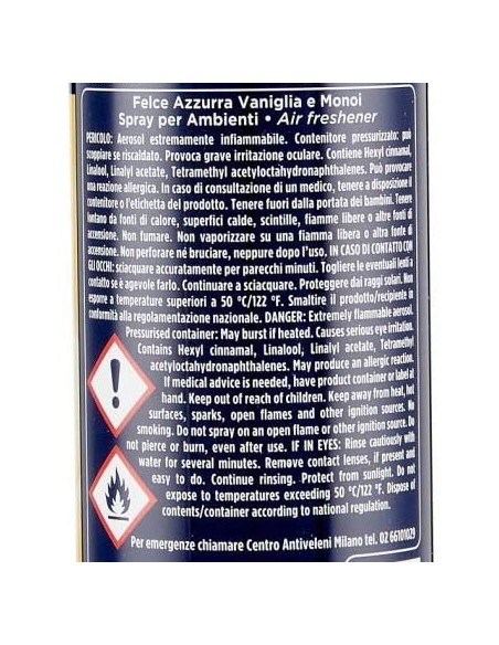 felce azzurra aria di casa deodorante - spray 250ml - vaniglia e monoi: tuttocasashop.it: pulizia e cura della casa