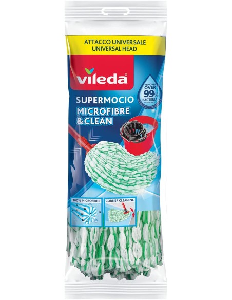 vileda microfibre&clean mop ricambio per mocio vileda con attacco universale: tuttocasashop.it: pulizia e cura della casa