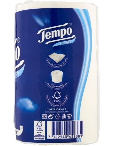 Tempo Carta Igienica Comfort 2 Veli - 4 Maxi Rotoli