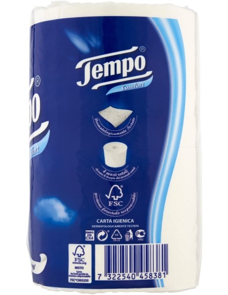Tempo Carta Igienica Comfort 2 Veli - 4 Maxi Rotoli
