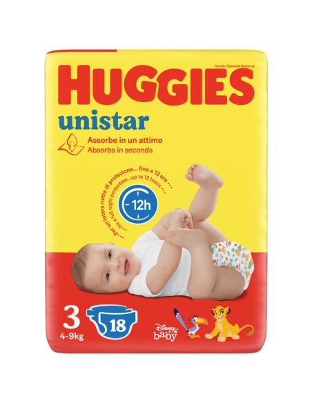 huggies unistar - 18 pannolini taglia 3 midi 4-9 kg: tuttocasashop.it: igiene e cura della persona