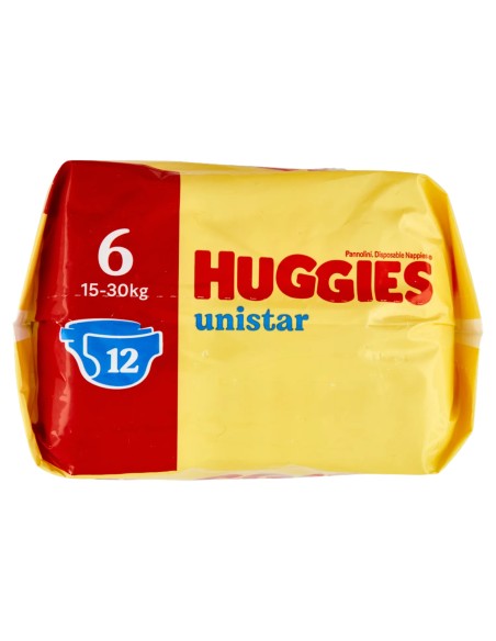 huggies unistar - 12 pannolini taglia 6 xl extra large 15-30 kg: tuttocasashop.it: igiene e cura della persona