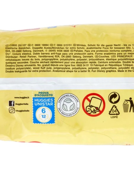 huggies unistar - 12 pannolini taglia 6 xl extra large 15-30 kg: tuttocasashop.it: igiene e cura della persona