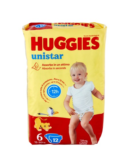 huggies unistar - 12 pannolini taglia 6 xl extra large 15-30 kg: tuttocasashop.it: igiene e cura della persona