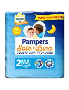 pampers sole e luna - 21 pannolini taglia 2 mini 3-6 kg: tuttocasashop.it: igiene e cura della persona