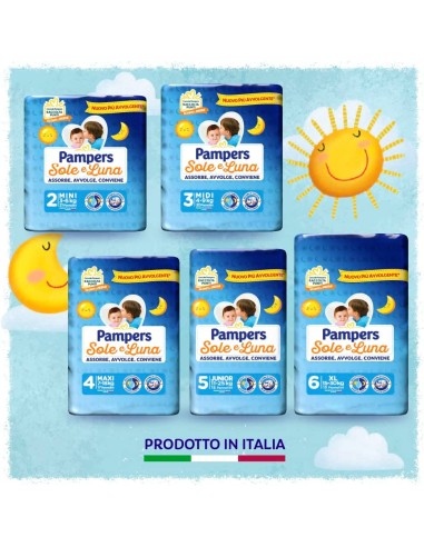 pampers sole e luna - 21 pannolini taglia 2 mini 3-6 kg: tuttocasashop.it: igiene e cura della persona
