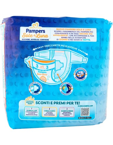 pampers sole e luna - 20 pannolini taglia 3 midi 4-9 kg: tuttocasashop.it: igiene e cura della persona