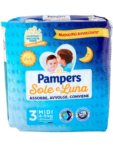 pampers sole e luna - 20 pannolini taglia 3 midi 4-9 kg: tuttocasashop.it: igiene e cura della persona
