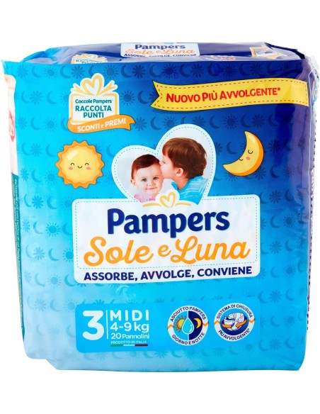 pampers sole e luna - 20 pannolini taglia 3 midi 4-9 kg: tuttocasashop.it: igiene e cura della persona