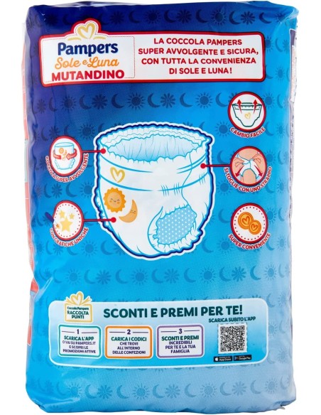 pampers sole e luna mutandino - 18 pannolini taglia 4 maxi 7-18 kg: tuttocasashop.it: igiene e cura della persona
