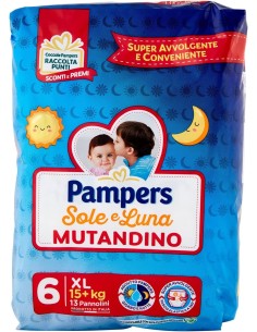 pampers sole e luna mutandino 13 pannolini taglia 6 xl extra large 15+ kg: tuttocasashop.it: igiene e cura della persona