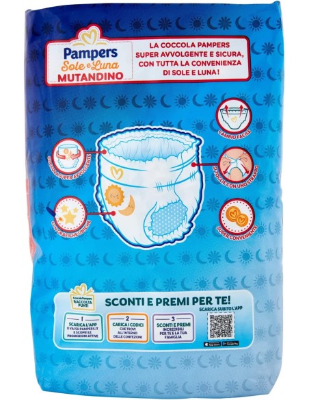 pampers sole e luna mutandino 13 pannolini taglia 6 xl extra large 15+ kg: tuttocasashop.it: igiene e cura della persona