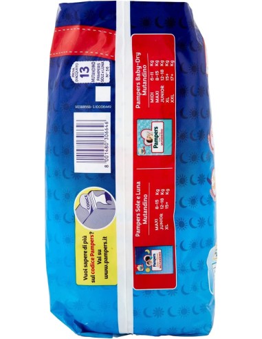 pampers sole e luna mutandino 13 pannolini taglia 6 xl extra large 15+ kg: tuttocasashop.it: igiene e cura della persona