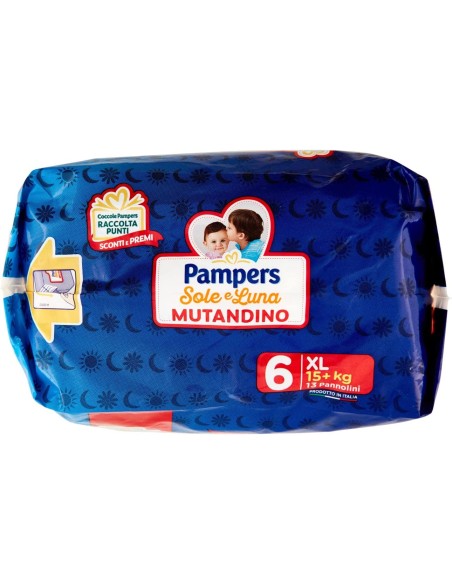 pampers sole e luna mutandino 13 pannolini taglia 6 xl extra large 15+ kg: tuttocasashop.it: igiene e cura della persona